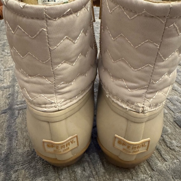 Sperry Top Sider Duck Rain Boots Chevron Quilted Shaft Nylon Ivory 7.5 EUC - Picture 11 of 14